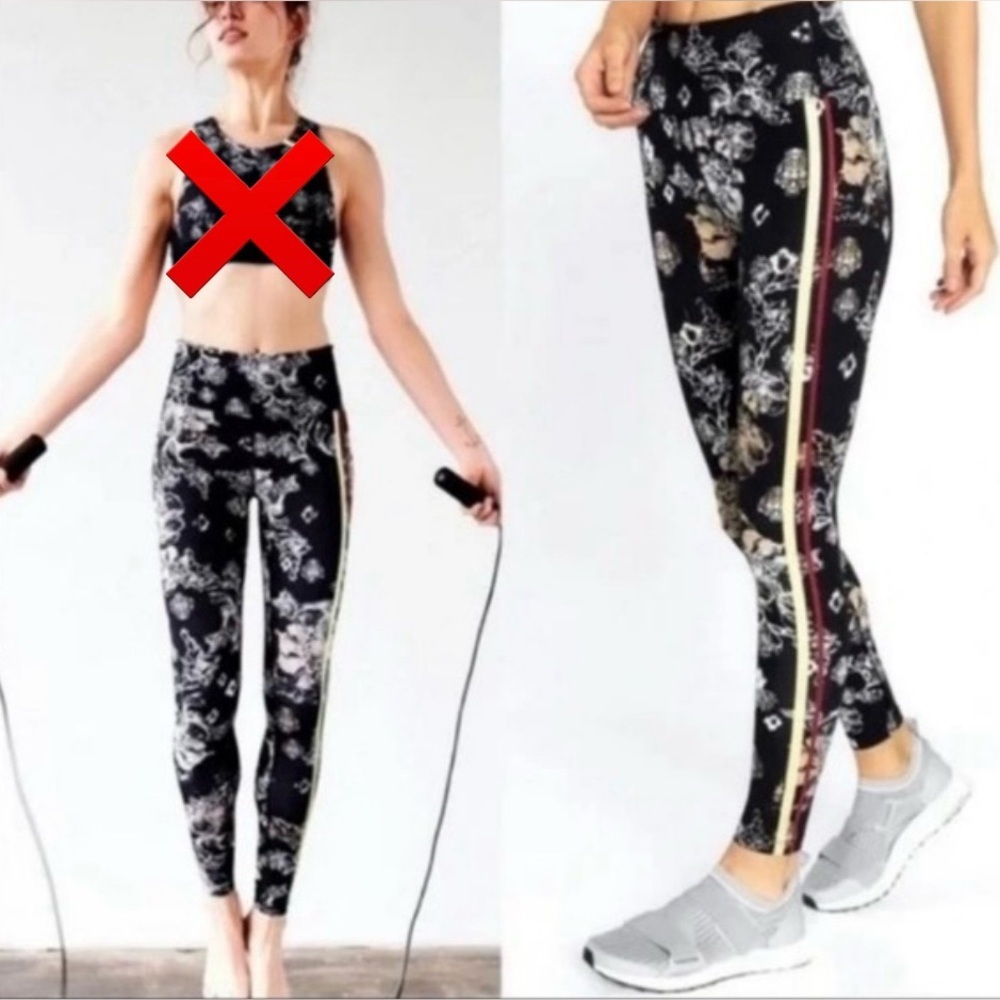 Free People Movement XS Floral Leggings High Rise Athletic Yoga Pants